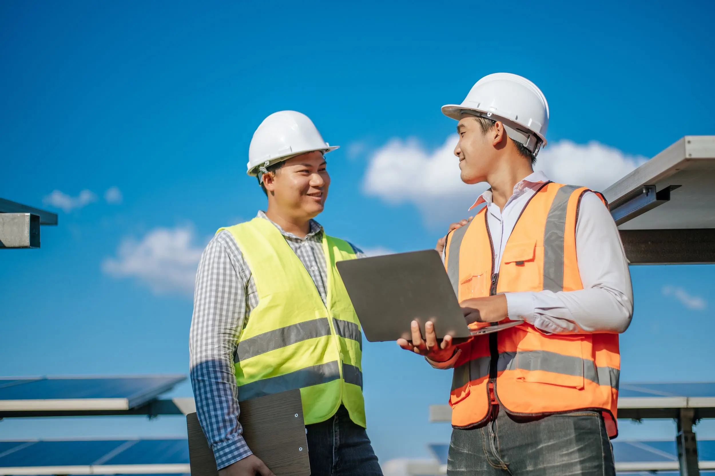 technician man colleague safety uniform